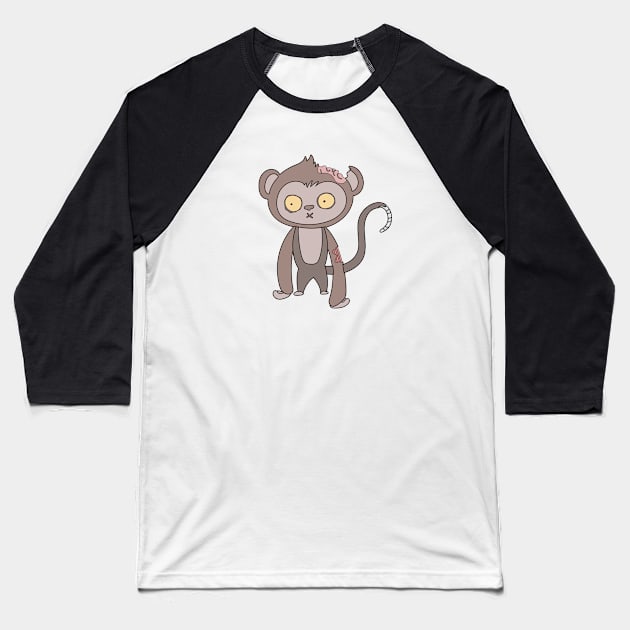 Zombie Monkey Cartoon // Funny Halloween Zombie Baseball T-Shirt by SLAG_Creative